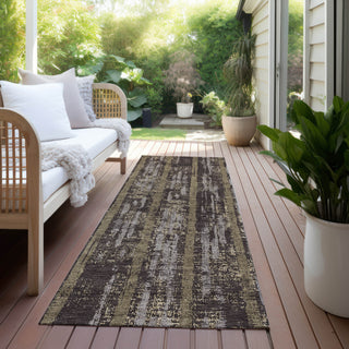 Piper Looms Chantille Stripes ACN892 Chocolate Machine Washable Area Rug Runner Outdoor Lifestyle Image Feature