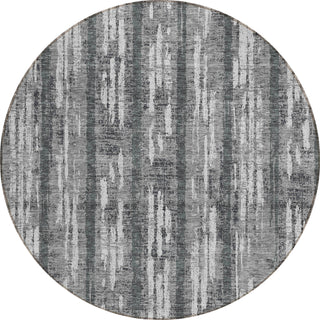 Piper Looms Chantille Stripes ACN892 Gray Machine Washable Area Rug Round Main Image
