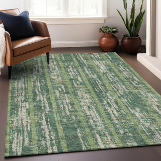 Piper Looms Chantille Stripes ACN892 Green Machine Washable Area Rug Lifestyle Image Feature