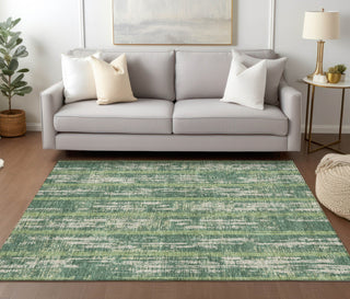 Piper Looms Chantille Stripes ACN892 Green Machine Washable Area Rug Lifestyle Image Feature