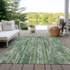 Piper Looms Chantille Stripes ACN892 Green Machine Washable Area Rug Outdoor Lifestyle Image Feature