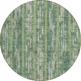 Piper Looms Chantille Stripes ACN892 Green Machine Washable Area Rug Round Main Image
