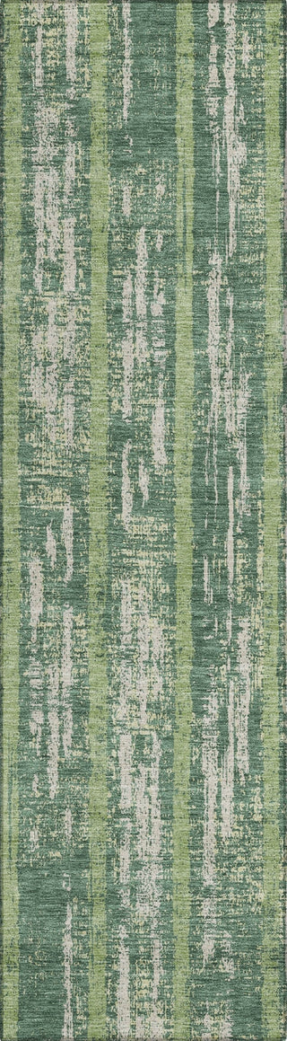 Piper Looms Chantille Stripes ACN892 Green Machine Washable Area Rug Runner Main Image