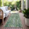 Piper Looms Chantille Stripes ACN892 Green Machine Washable Area Rug Runner Outdoor Lifestyle Image Feature