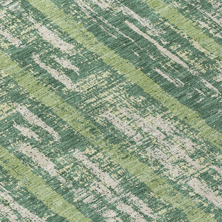 Piper Looms Chantille Stripes ACN892 Green Machine Washable Area Rug Swatch Image