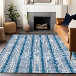Piper Looms Chantille Stripes ACN892 Navy Machine Washable Area Rug Lifestyle Image Feature