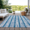 Piper Looms Chantille Stripes ACN892 Navy Machine Washable Area Rug Outdoor Lifestyle Image Feature