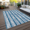 Piper Looms Chantille Stripes ACN892 Navy Machine Washable Area Rug Outdoor Lifestyle Image Feature