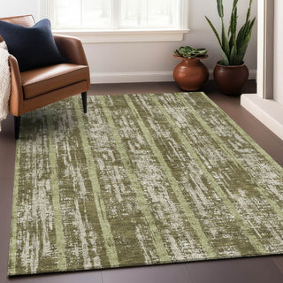 Piper Looms Chantille Stripes ACN892 Olive Machine Washable Area Rug Lifestyle Image Feature