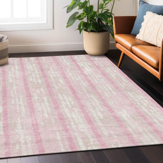 Piper Looms Chantille Stripes ACN892 Pink Machine Washable Area Rug Lifestyle Image Feature
