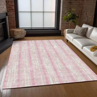 Piper Looms Chantille Stripes ACN892 Pink Machine Washable Area Rug Lifestyle Image Feature