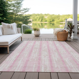 Piper Looms Chantille Stripes ACN892 Pink Machine Washable Area Rug Outdoor Lifestyle Image Feature