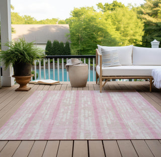Piper Looms Chantille Stripes ACN892 Pink Machine Washable Area Rug Outdoor Lifestyle Image Feature