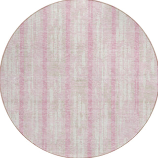 Piper Looms Chantille Stripes ACN892 Pink Machine Washable Area Rug Round Main Image