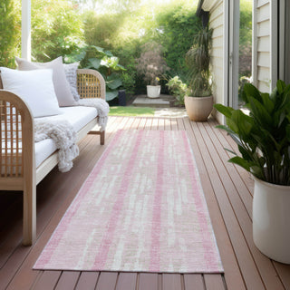 Piper Looms Chantille Stripes ACN892 Pink Machine Washable Area Rug Runner Outdoor Lifestyle Image Feature