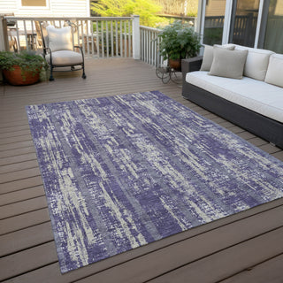 Piper Looms Chantille Stripes ACN892 Purple Machine Washable Area Rug Outdoor Lifestyle Image Feature