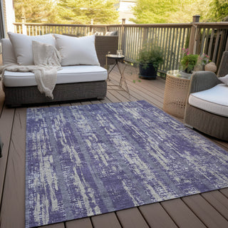 Piper Looms Chantille Stripes ACN892 Purple Machine Washable Area Rug Outdoor Lifestyle Image Feature