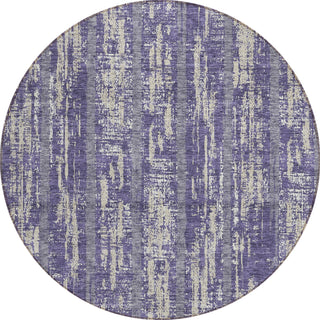 Piper Looms Chantille Stripes ACN892 Purple Machine Washable Area Rug Round Main Image