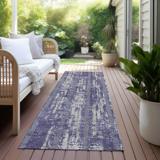 Piper Looms Chantille Stripes ACN892 Purple Machine Washable Area Rug Runner Outdoor Lifestyle Image Feature