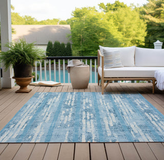 Piper Looms Chantille Stripes ACN892 Sky Machine Washable Area Rug Outdoor Lifestyle Image Feature