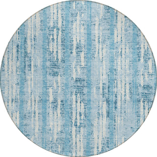 Piper Looms Chantille Stripes ACN892 Sky Machine Washable Area Rug Round Main Image