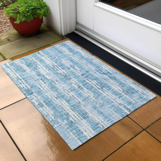 Piper Looms Chantille Stripes ACN892 Sky Machine Washable Area Rug Scatter Outdoor Lifestyle Image Feature