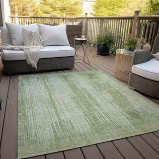 Piper Looms Chantille Stripes ACN893 Aloe Machine Washable Area Rug Outdoor Lifestyle Image Feature