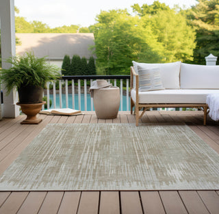Piper Looms Chantille Stripes ACN893 Beige Machine Washable Area Rug Outdoor Lifestyle Image Feature