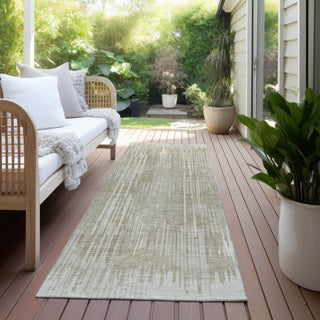 Piper Looms Chantille Stripes ACN893 Beige Machine Washable Area Rug Runner Outdoor Lifestyle Image Feature