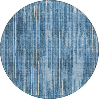 Piper Looms Chantille Stripes ACN893 Blue Machine Washable Area Rug Round Main Image