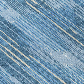 Piper Looms Chantille Stripes ACN893 Blue Machine Washable Area Rug Swatch Image
