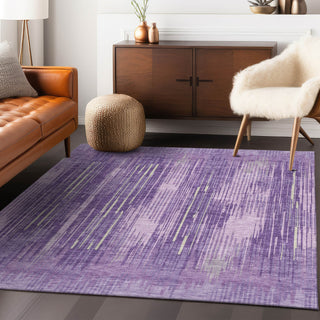 Piper Looms Chantille Stripes ACN893 Purple Machine Washable Area Rug Lifestyle Image Feature