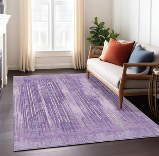 Piper Looms Chantille Stripes ACN893 Purple Machine Washable Area Rug Lifestyle Image Feature