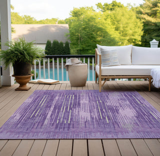 Piper Looms Chantille Stripes ACN893 Purple Machine Washable Area Rug Outdoor Lifestyle Image Feature
