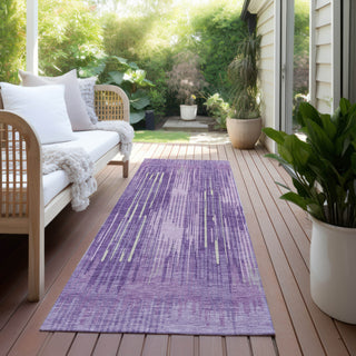 Piper Looms Chantille Stripes ACN893 Purple Machine Washable Area Rug Runner Outdoor Lifestyle Image Feature