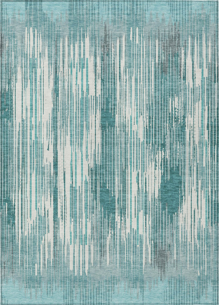 Piper Looms Chantille Stripes ACN893 Teal Machine Washable Area Rug main image