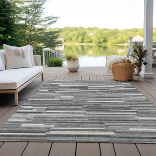 Piper Looms Chantille Stripes ACN894 Gray Machine Washable Area Rug Outdoor Lifestyle Image Feature