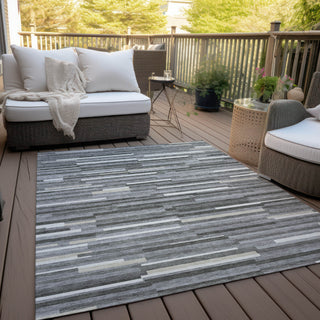 Piper Looms Chantille Stripes ACN894 Gray Machine Washable Area Rug Outdoor Lifestyle Image Feature