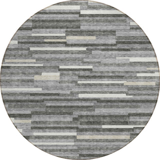 Piper Looms Chantille Stripes ACN894 Gray Machine Washable Area Rug Round Main Image