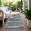 Piper Looms Chantille Stripes ACN894 Gray Machine Washable Area Rug Runner Outdoor Lifestyle Image Feature