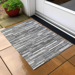Piper Looms Chantille Stripes ACN894 Gray Machine Washable Area Rug Scatter Outdoor Lifestyle Image Feature