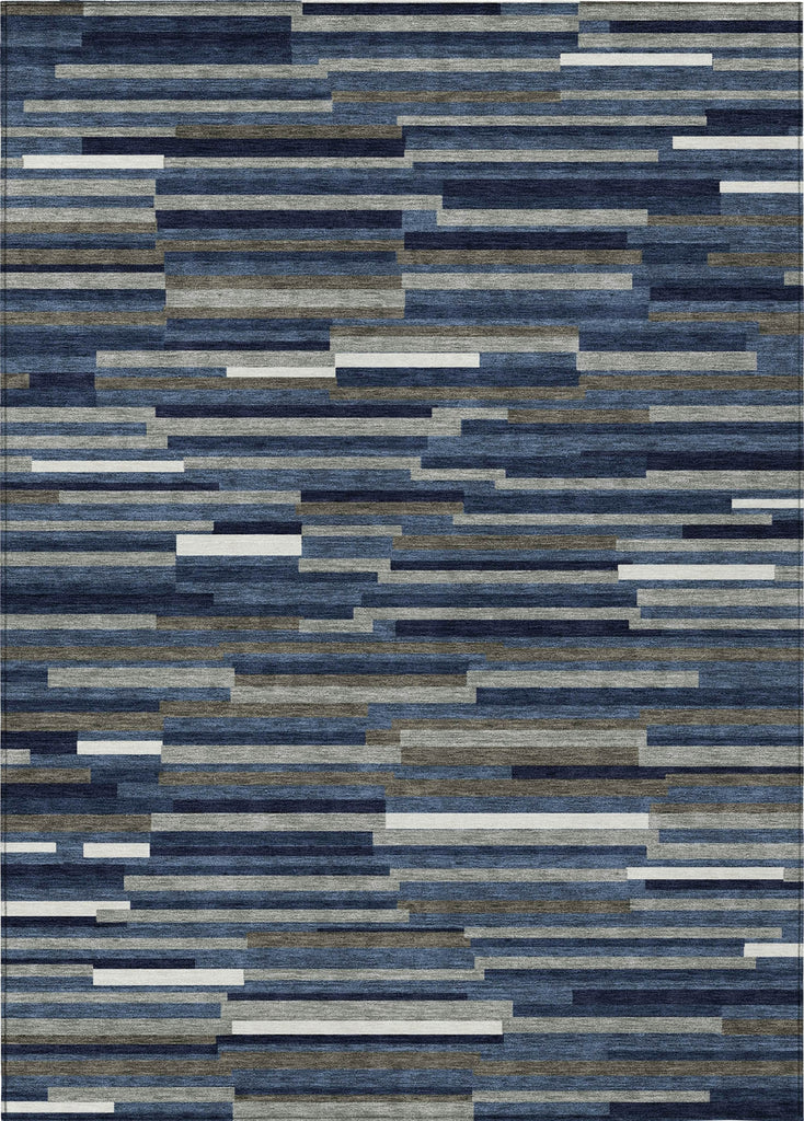 Piper Looms Chantille Stripes ACN894 Navy Machine Washable Area Rug main image