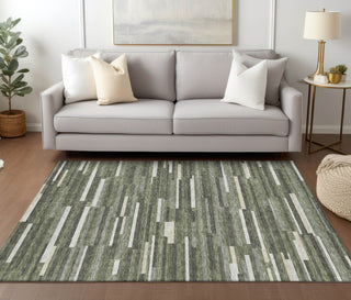 Piper Looms Chantille Stripes ACN894 Olive Machine Washable Area Rug Lifestyle Image Feature