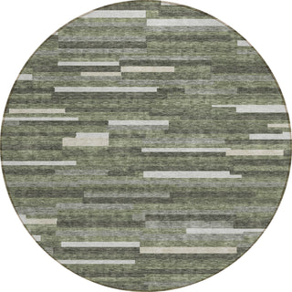 Piper Looms Chantille Stripes ACN894 Olive Machine Washable Area Rug Round Main Image
