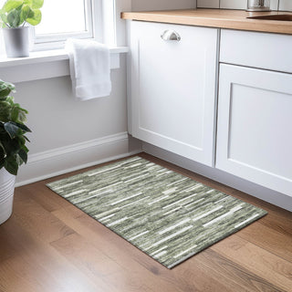 Piper Looms Chantille Stripes ACN894 Olive Machine Washable Area Rug Scatter Lifestyle Image Feature