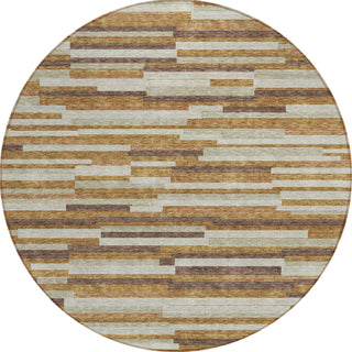 Piper Looms Chantille Stripes ACN894 Paprika Machine Washable Area Rug Round Main Image