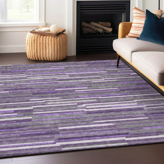 Piper Looms Chantille Stripes ACN894 Purple Machine Washable Area Rug Lifestyle Image Feature