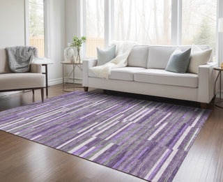 Piper Looms Chantille Stripes ACN894 Purple Machine Washable Area Rug Lifestyle Image Feature