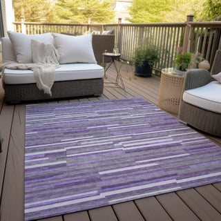Piper Looms Chantille Stripes ACN894 Purple Machine Washable Area Rug Outdoor Lifestyle Image Feature