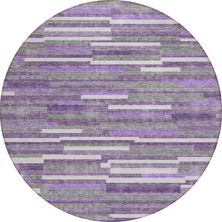 Piper Looms Chantille Stripes ACN894 Purple Machine Washable Area Rug Round Main Image